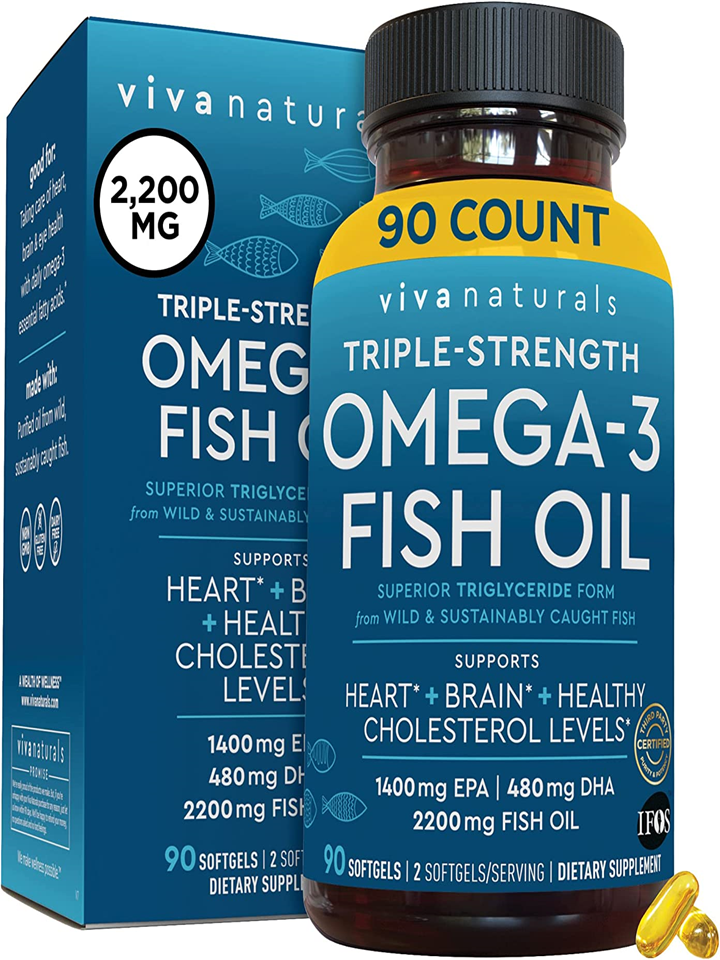 Viva Naturals Fish Oil Supplement, 90 Capsules 